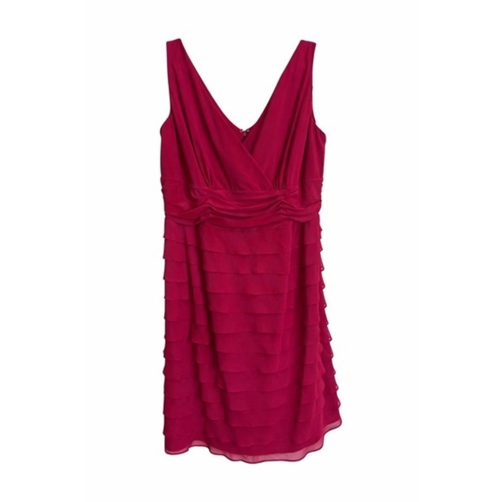 NWT S.L. Fashions Berry Chiffon Cocktail Dress Tiered Wedding Guest MSRP $70